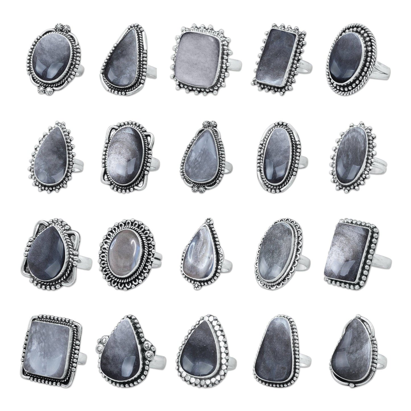 Silver Plated Crystal Rings