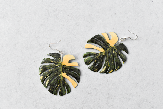 Monstera Thai Constellation Plant Earrings