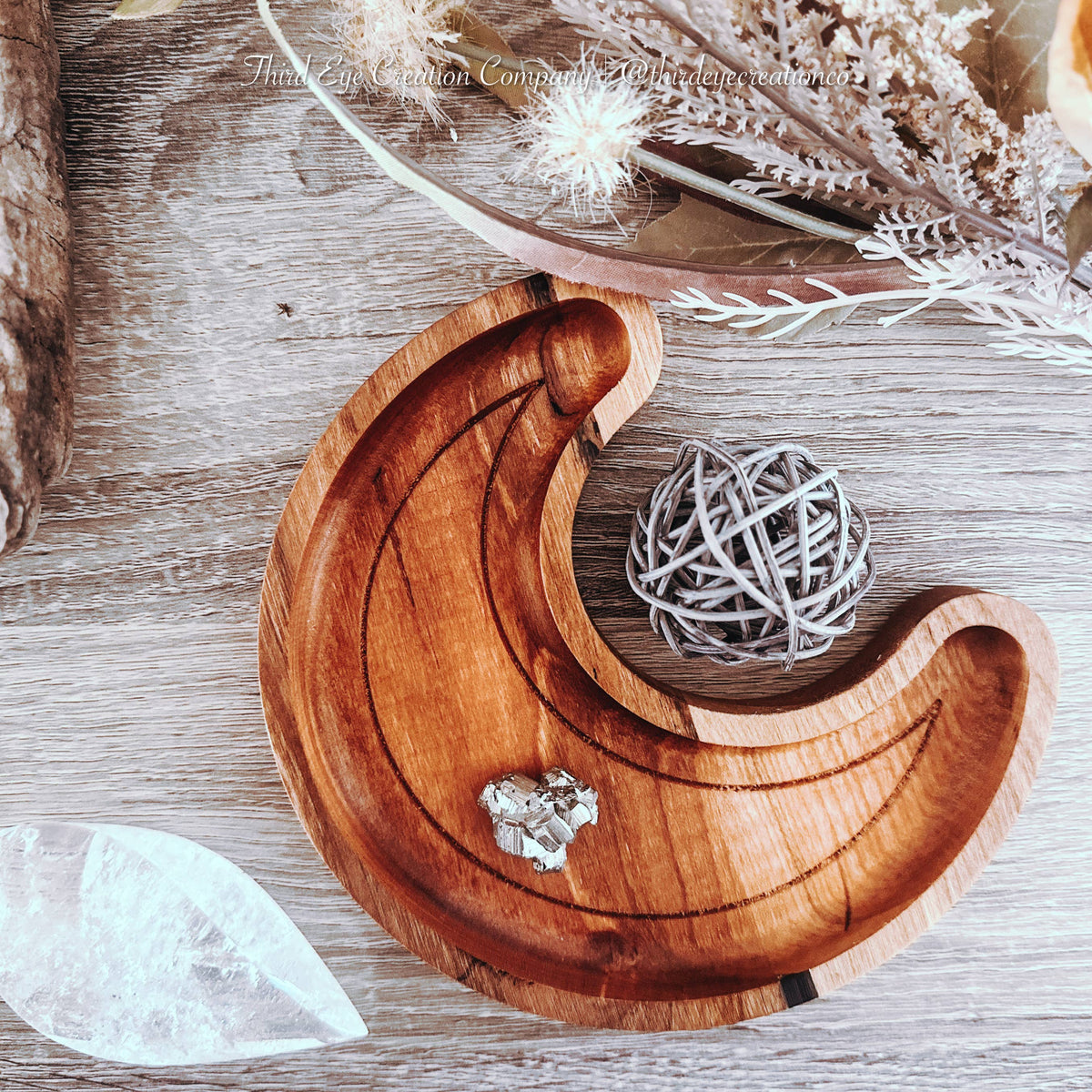 Crescent Moon, Witchy Jewelry Organizer: Walnut
