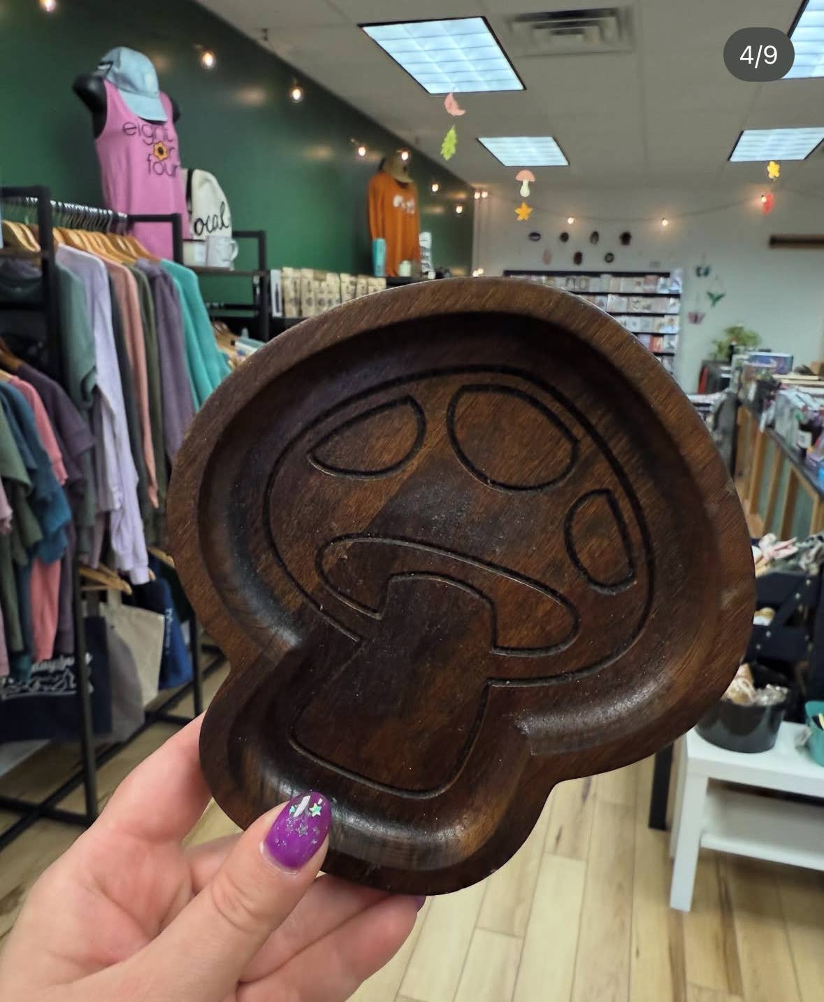 Mushroom Jewelry Tray, Wooden Catchall, Whimsy Decor: Natural