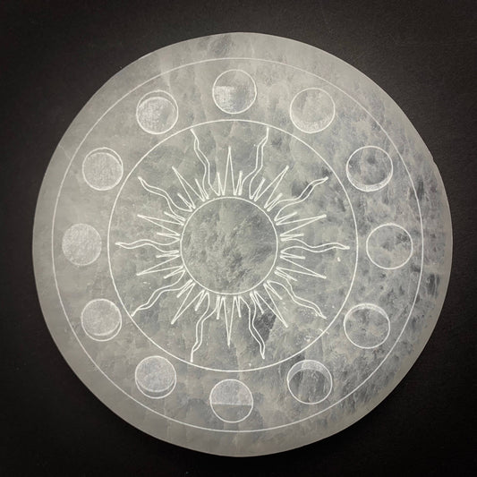Moon Phase Selenite Charging Plate (6 inch)