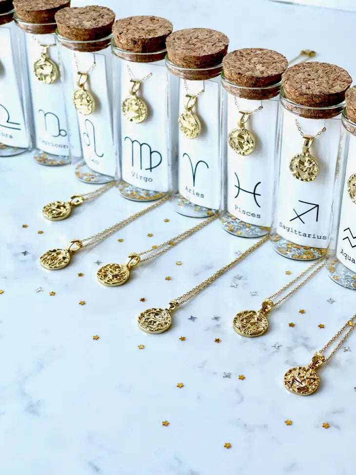 Zodiac Celestial Gold Coin Necklace