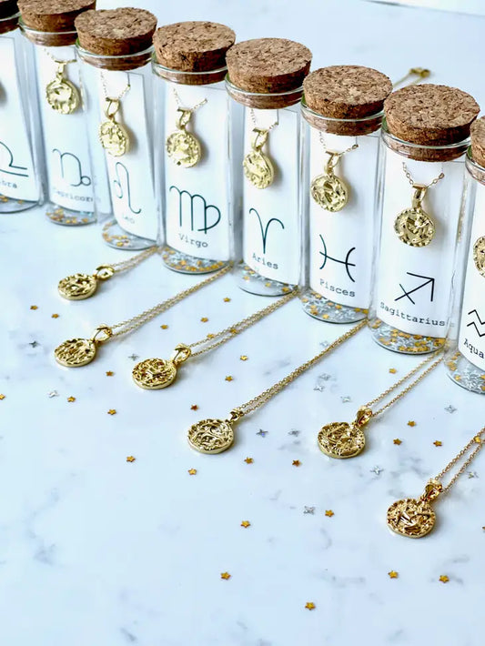 Zodiac Celestial Gold Coin Necklace