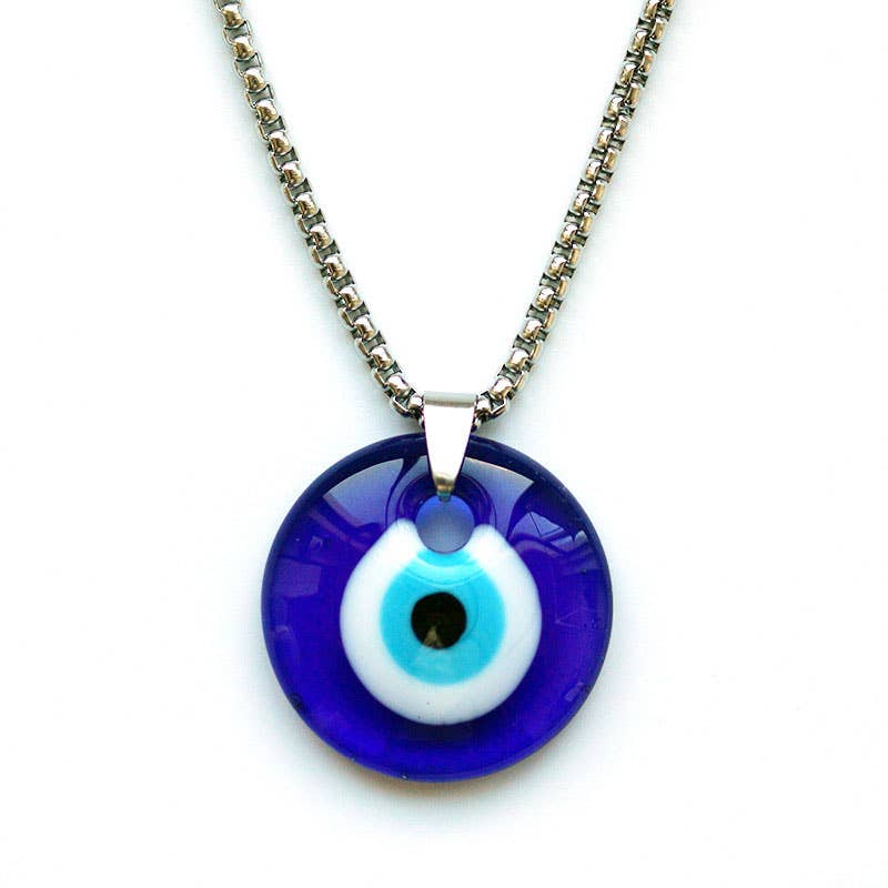 Evil Eye Necklace with Chain, Glass