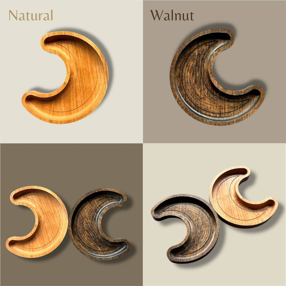 Crescent Moon, Witchy Jewelry Organizer: Walnut