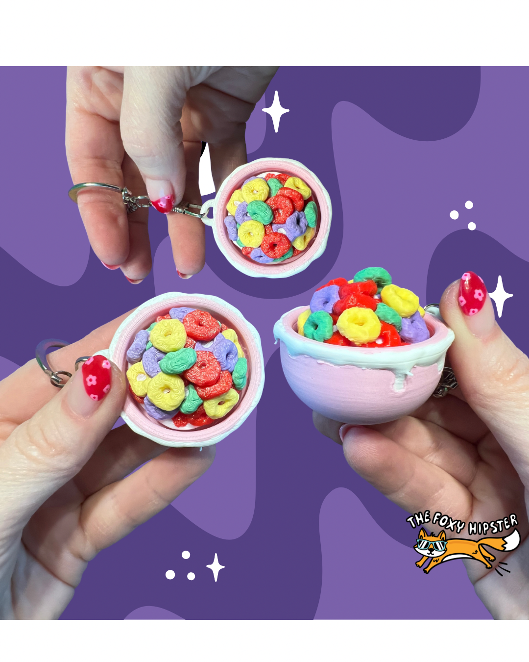 Fruity Cereal Fidget Toy Clicker Keychain