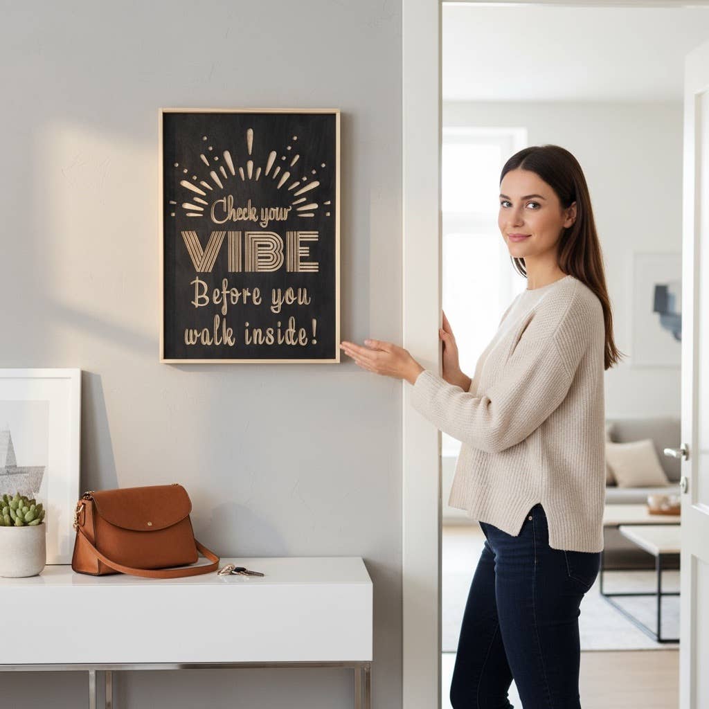 Positive Wall Sign, Wooden Wall Art, Boho Home Decor