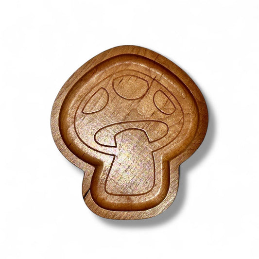 Mushroom Jewelry Tray, Wooden Catchall, Whimsy Decor: Natural