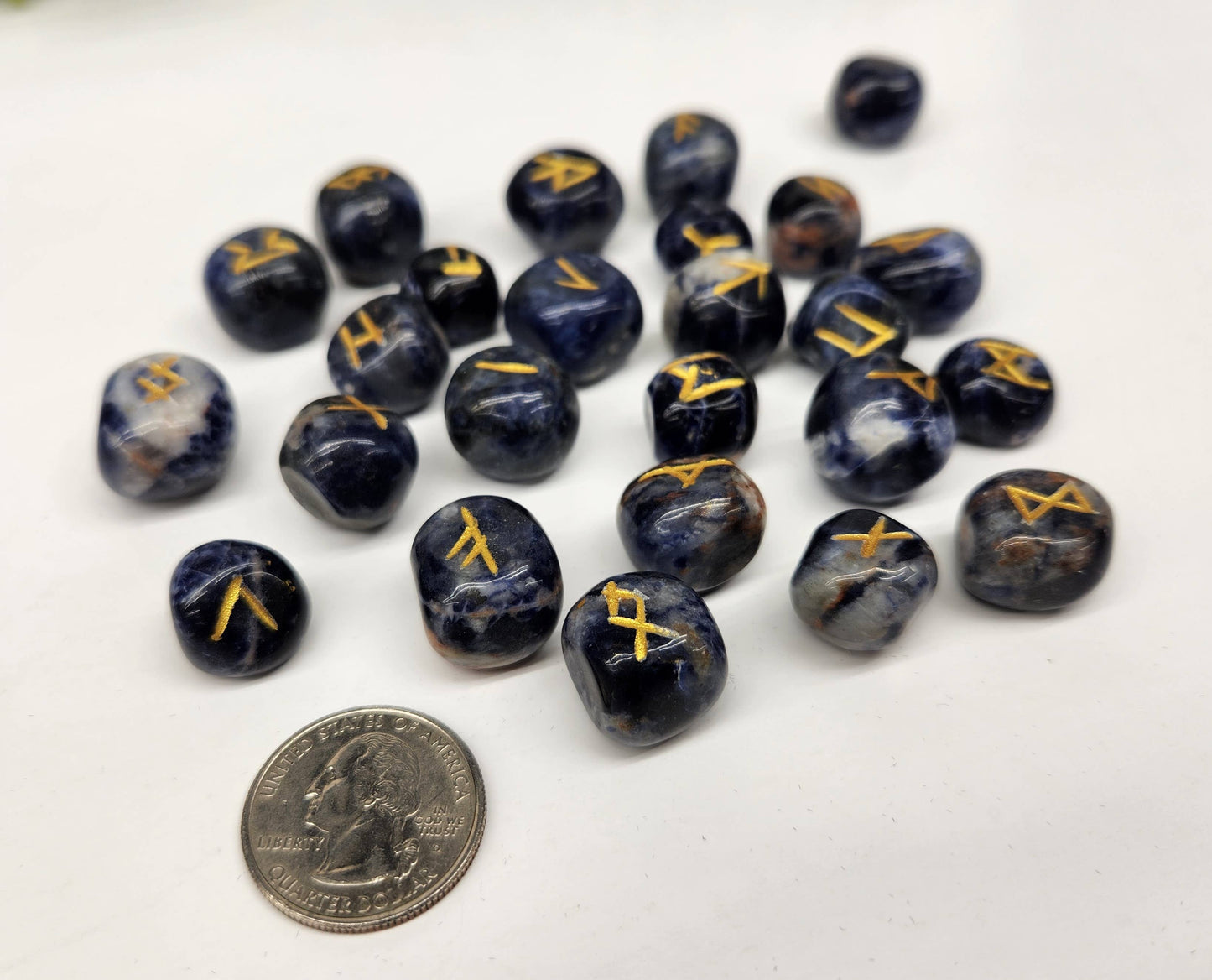 Sodalite Rune Sets with Velvet Pouch