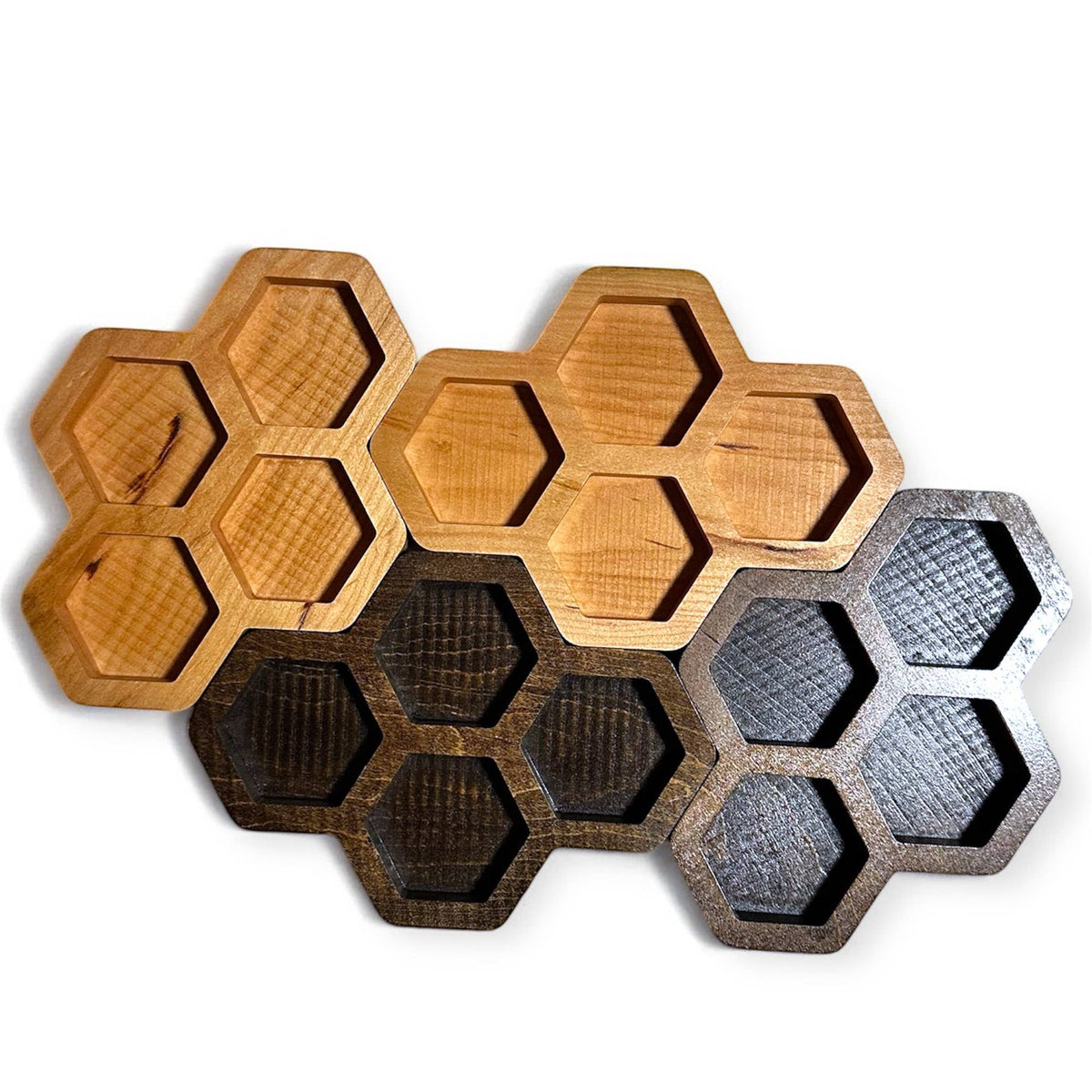 Honeycomb Jewelry Display Organizer, Whimsical Wood Tray: Natural