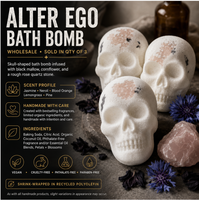 Alter Ego Skull  Bomb with Rose Quartz Crystal