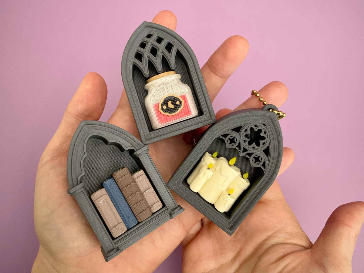 Gothic Library Clicker 3D Printed Fidget Keychain