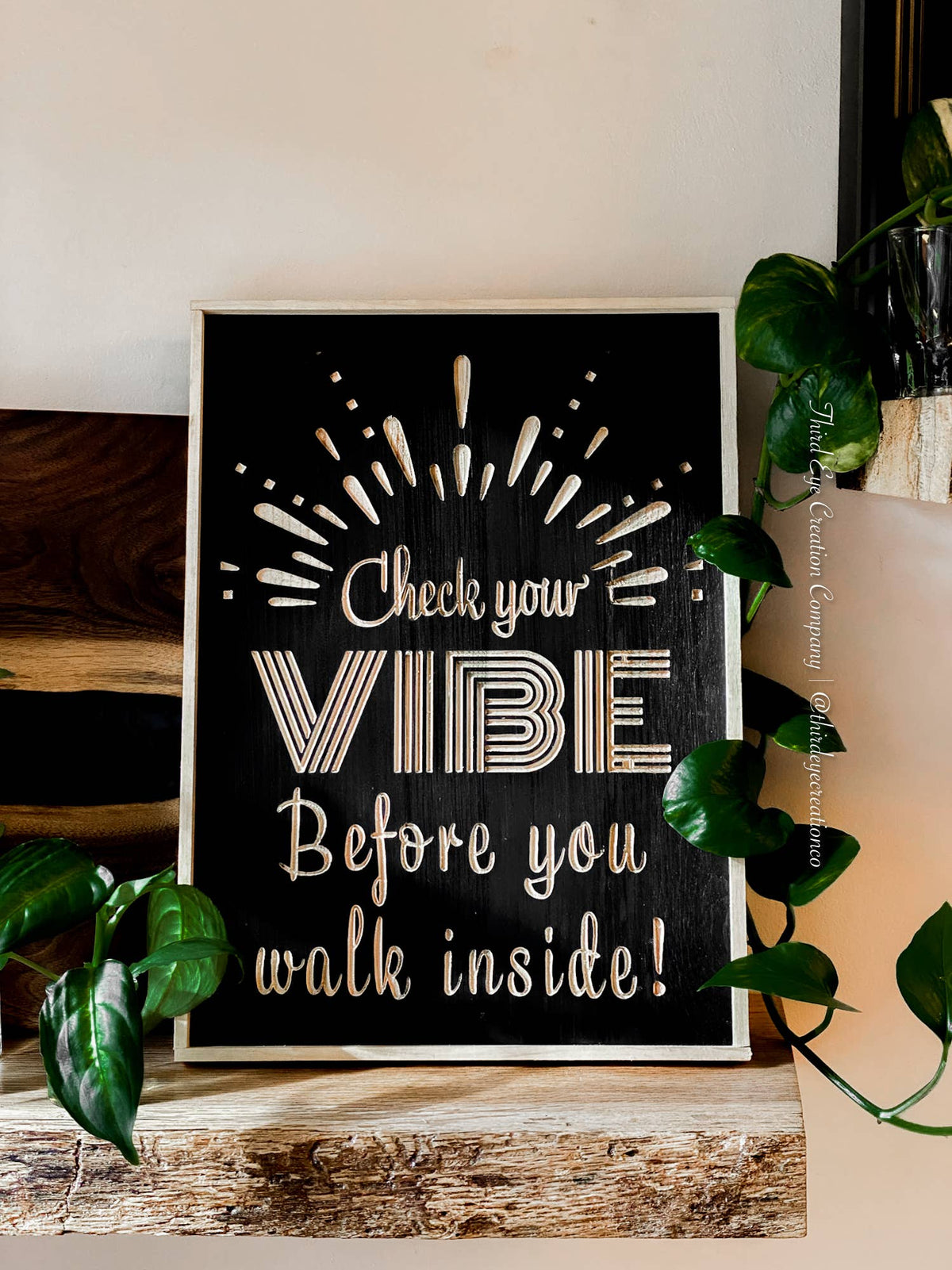 Positive Wall Sign, Wooden Wall Art, Boho Home Decor