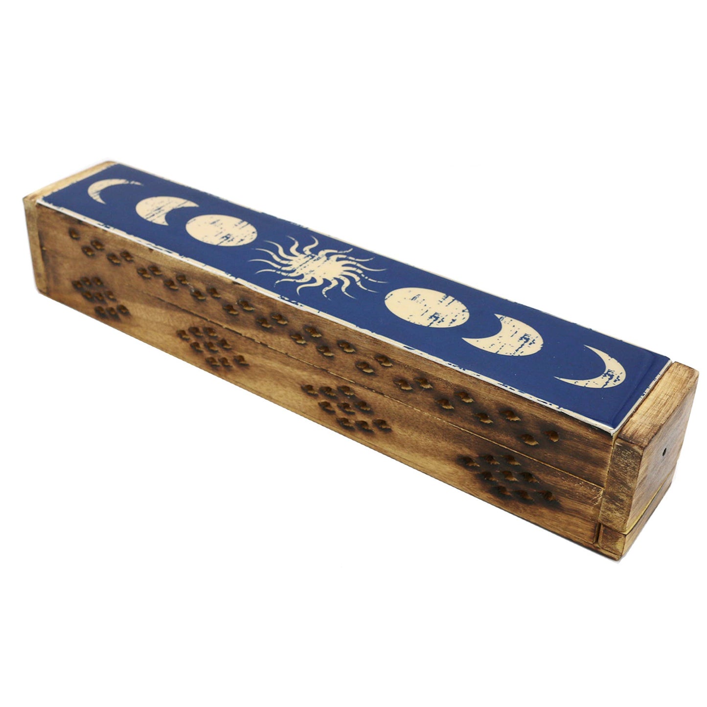 Wooden Incense Burner Box - Celestial Phases