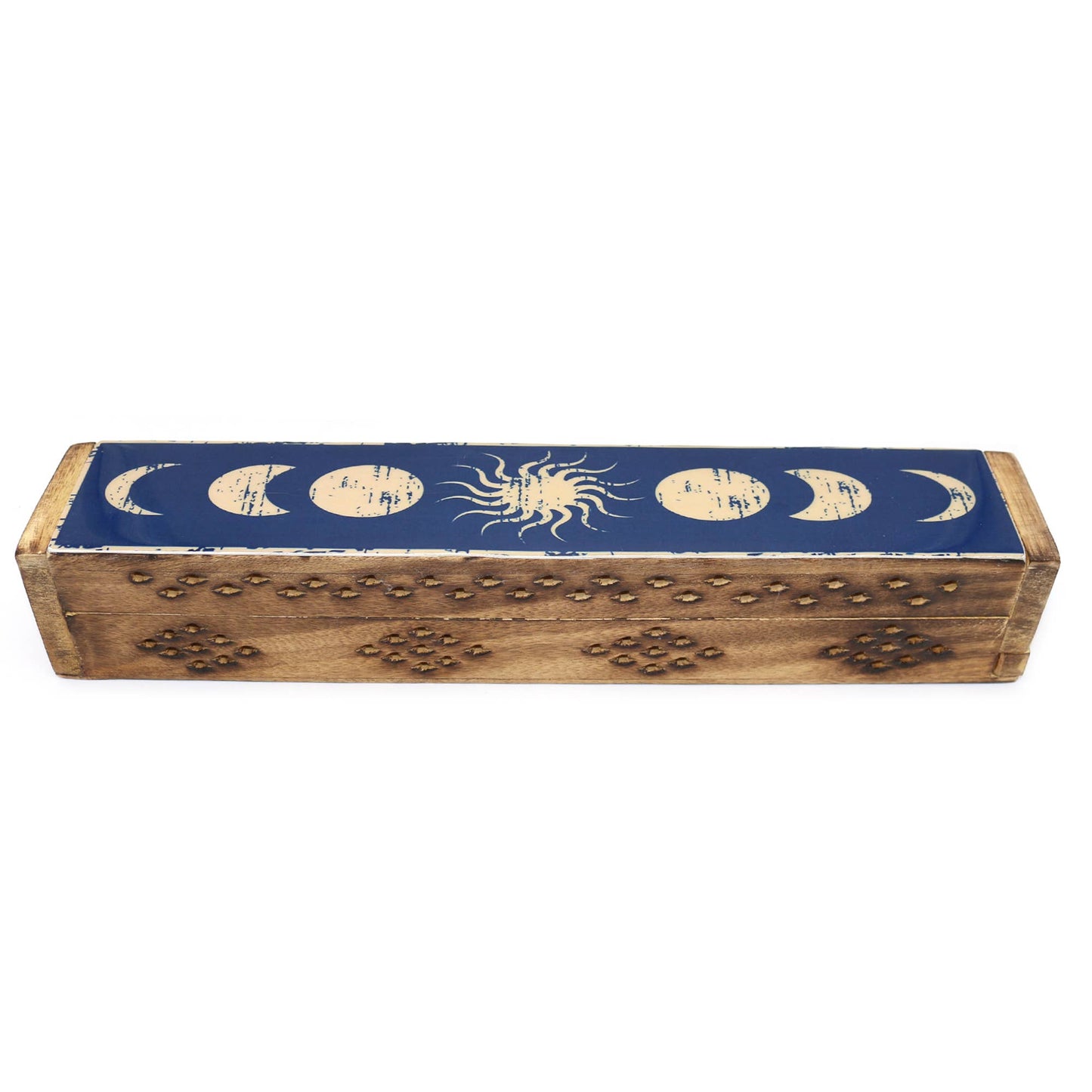 Wooden Incense Burner Box - Celestial Phases