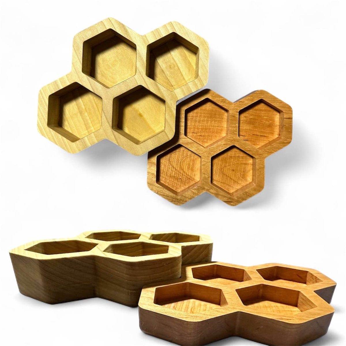 Honeycomb Jewelry Display Organizer, Whimsical Wood Tray: Natural