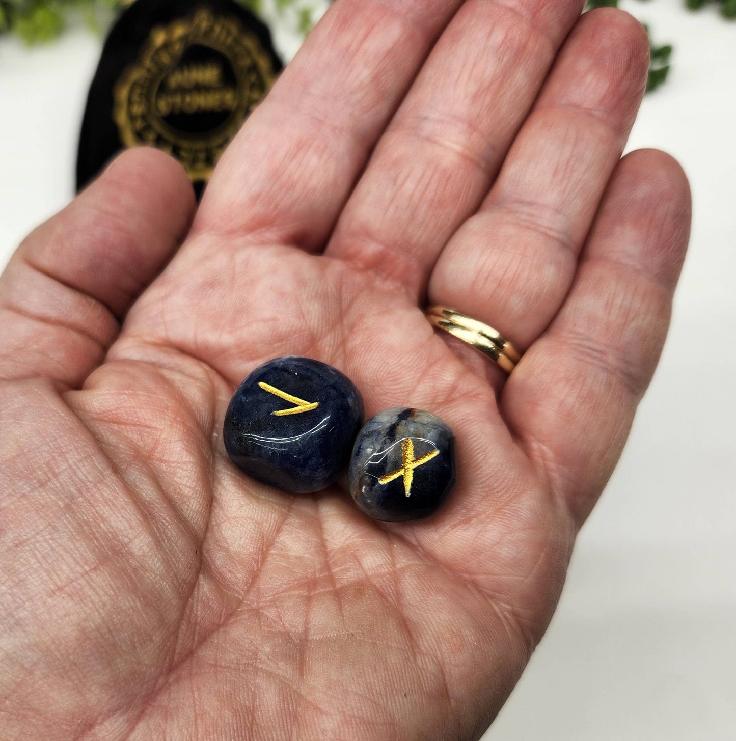 Sodalite Rune Sets with Velvet Pouch