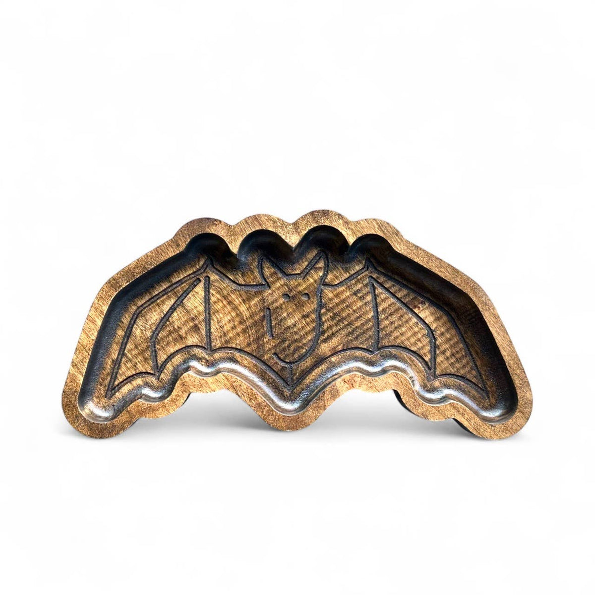 Bat Tray, Wooden Catchall, Gothic Home Decor, Crystal Dish: Black