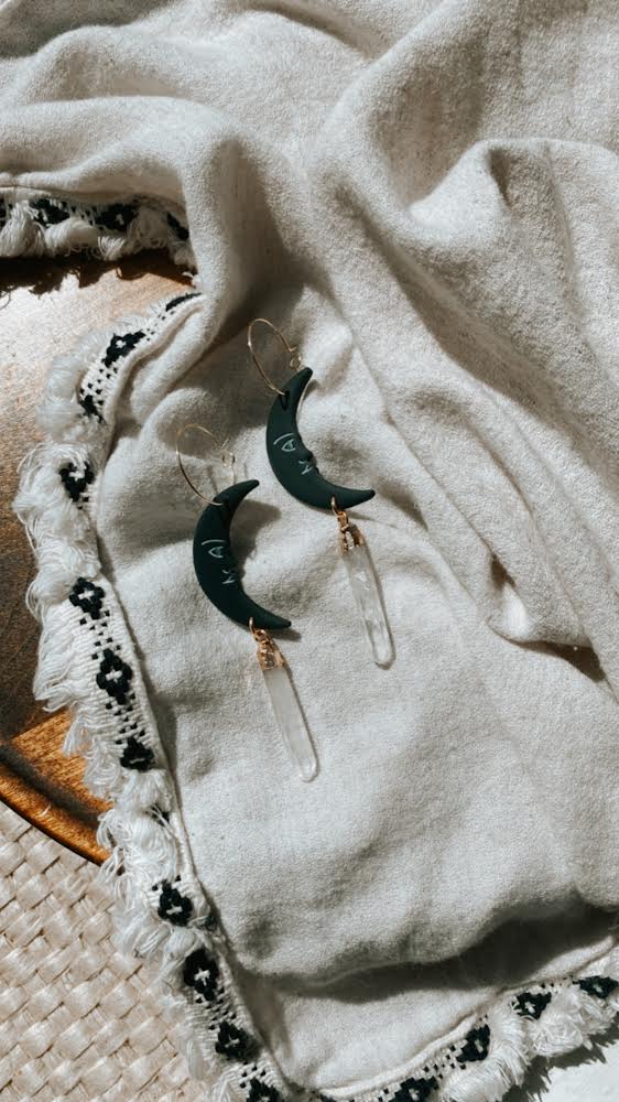 Crystal Moon Face Earrings