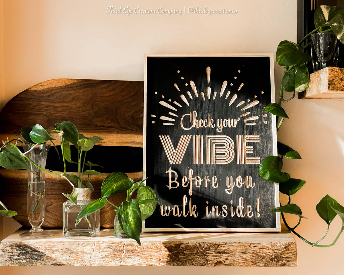 Positive Wall Sign, Wooden Wall Art, Boho Home Decor