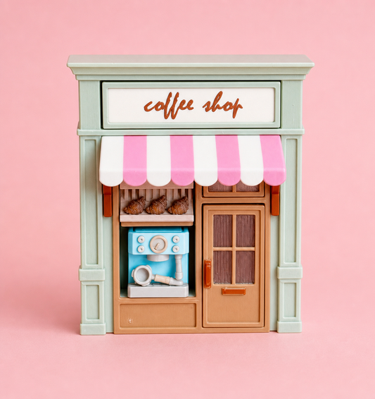 Coffee Shop Storefront Clicker 3D Printed Fidget Keychain
