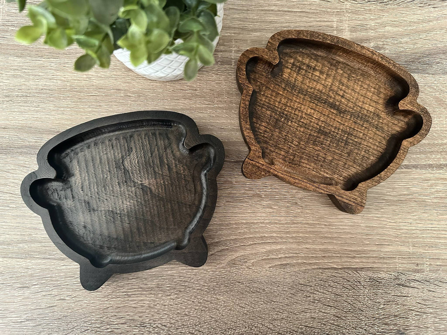 Cauldron Catchall Tray, Wooden Jewelry Dish, Mystic Decor: Black