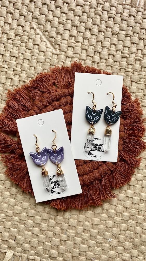 Crystal Cat Earrings