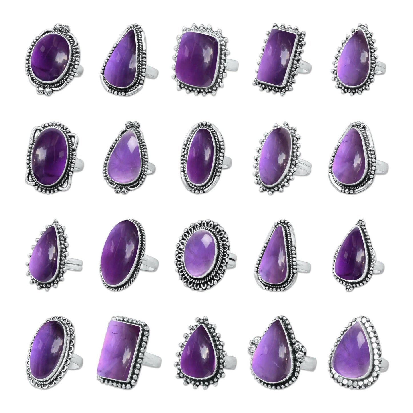 Silver Plated Crystal Rings