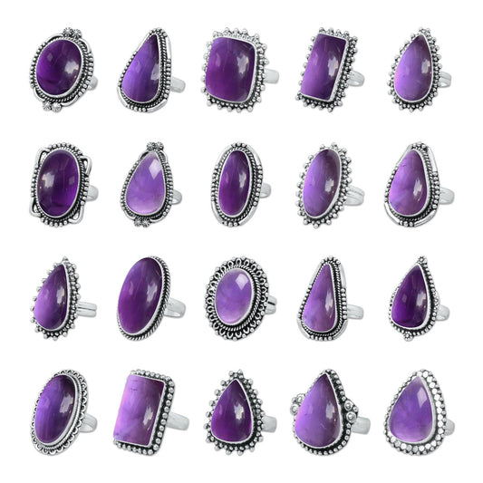 Silver Plated Crystal Rings