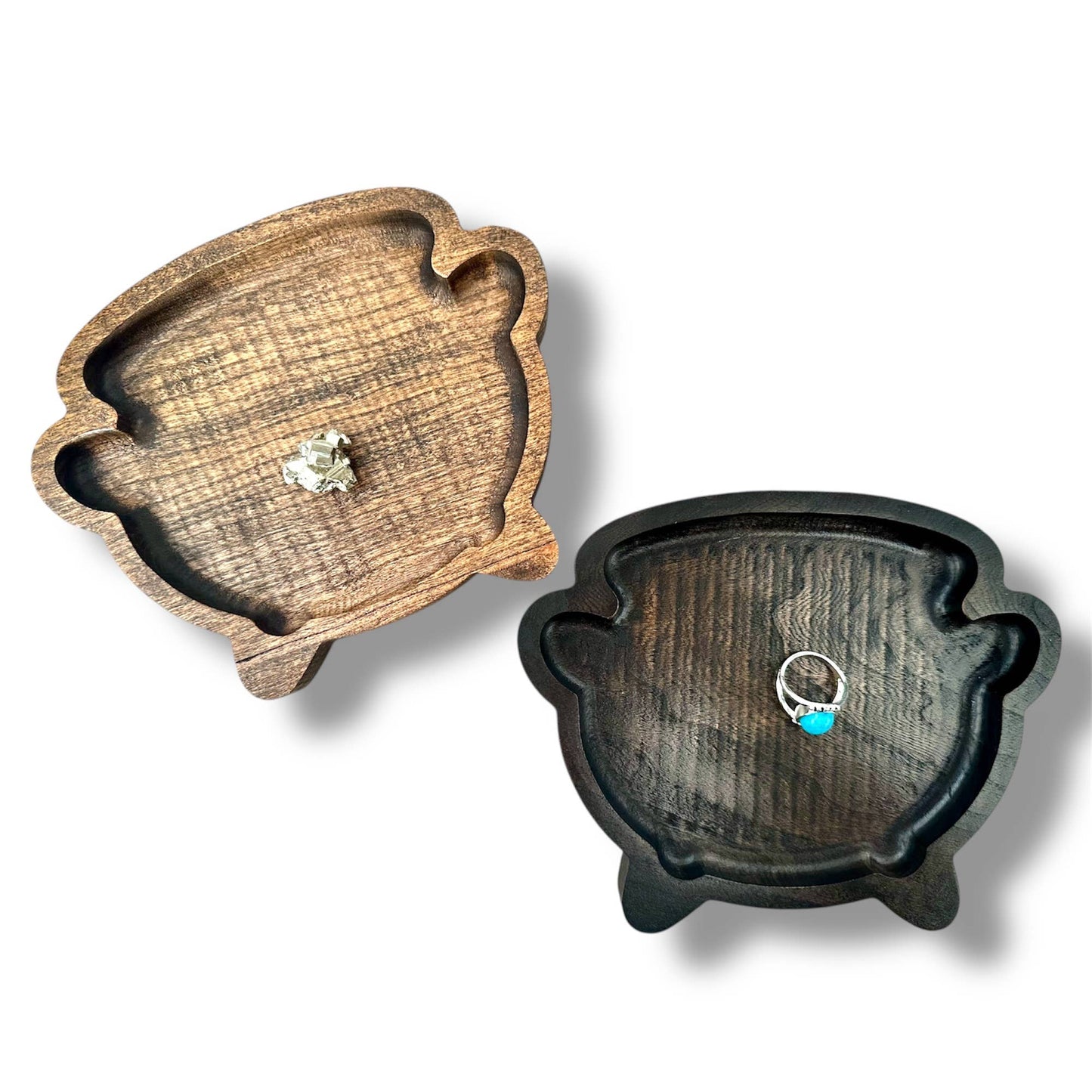 Cauldron Catchall Tray, Wooden Jewelry Dish, Mystic Decor: Black