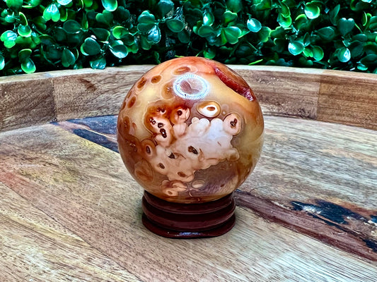 Carnelian X Flower Agate Sphere