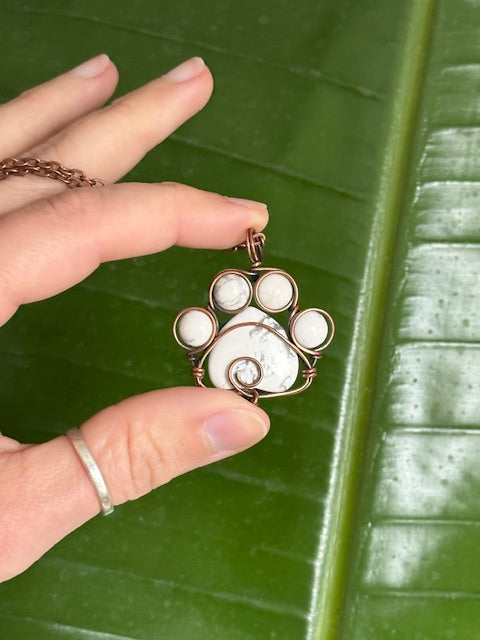 Howlite Paw Necklace