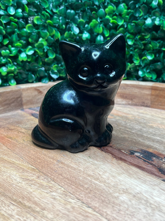 Large Black Obsidian Cat