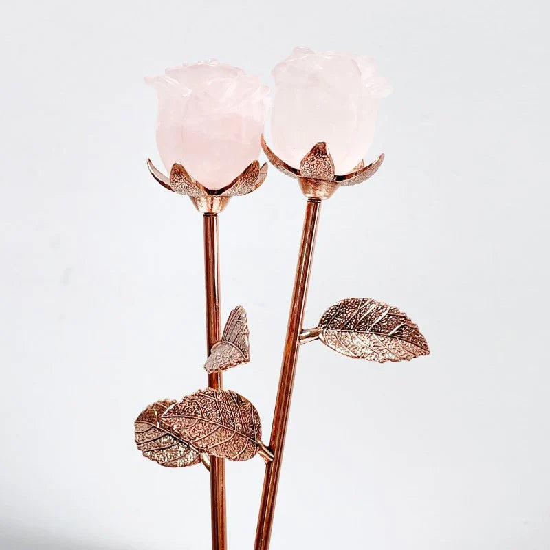 Crystal Rose With Metal Stem