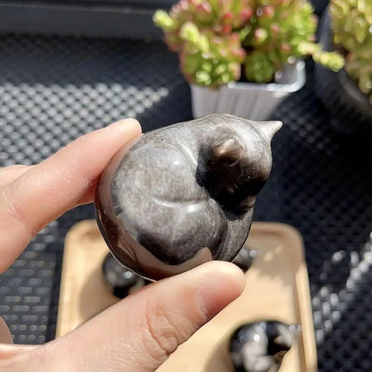 Silver Sheen Obsidian Cat