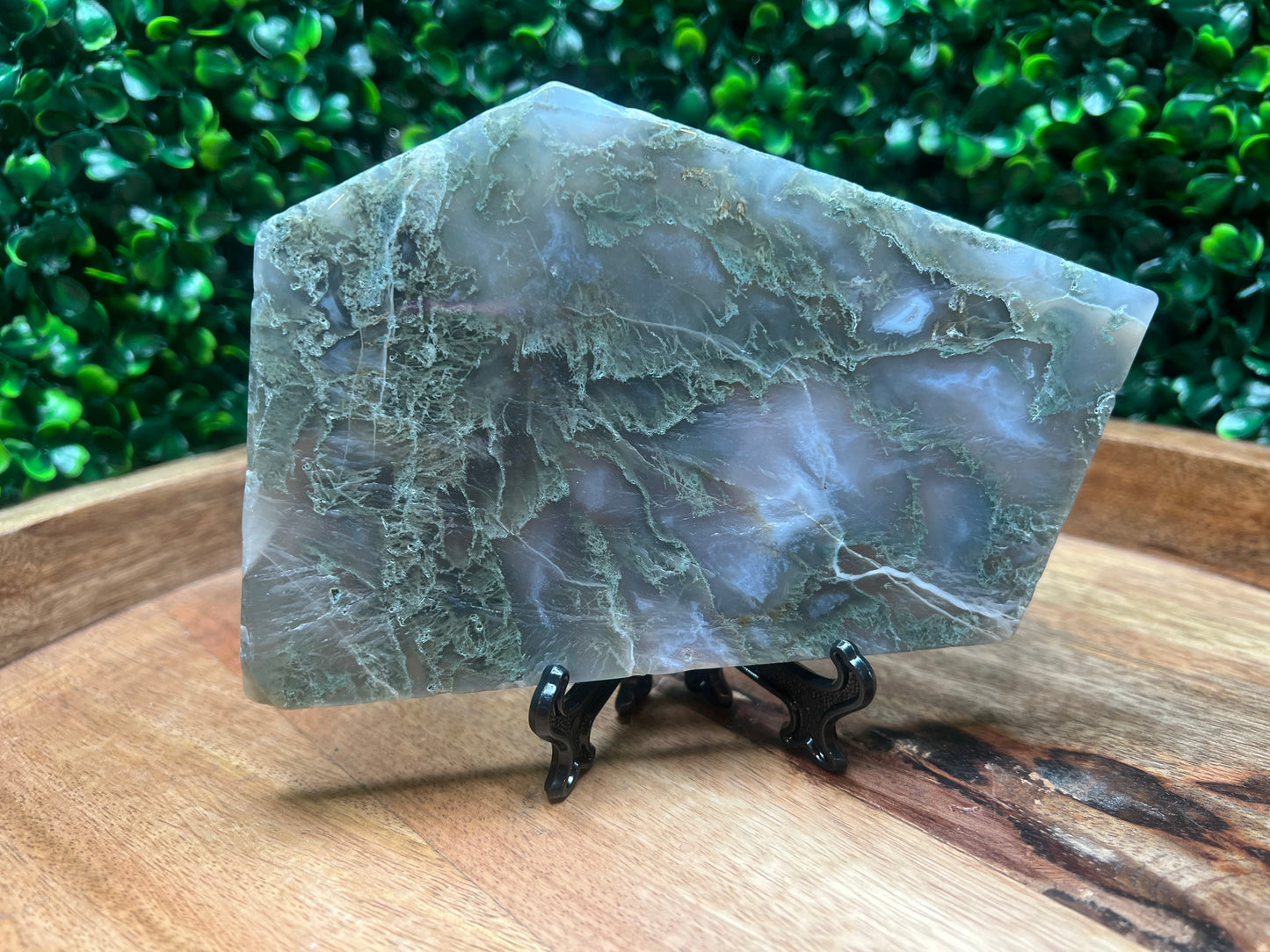 Moss Agate Slab With Stand