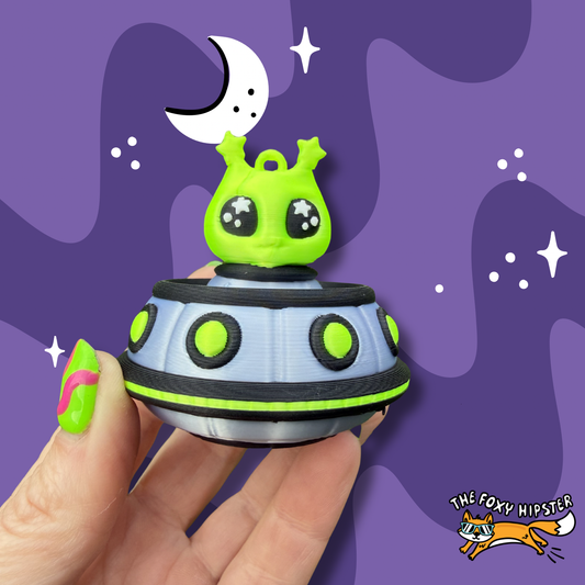 Alien UFO Fidget Clicker Keychain