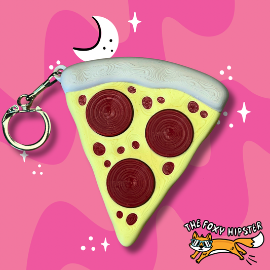Pizza Pepperoni Triple Fidget Toy Clicker Keychain Bag Charm