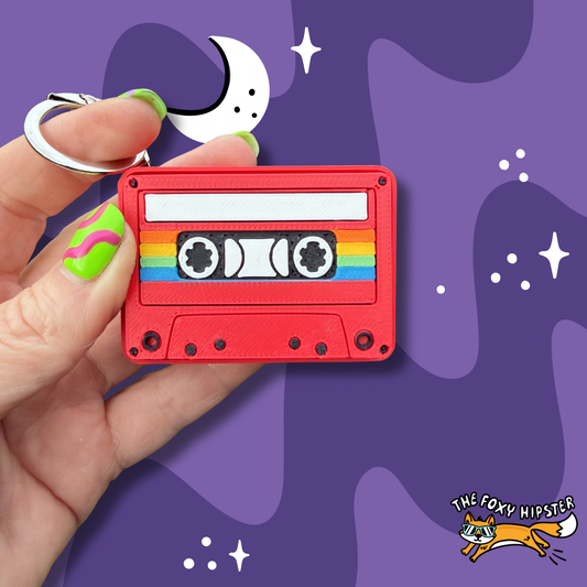Cassette Tape Fidget Clicker Keychain