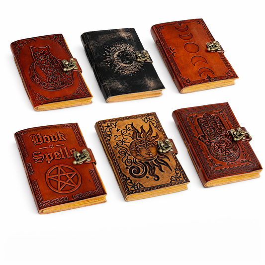 Leather Journal, Spells Embossed w/ Lock (5 x 7 in.)