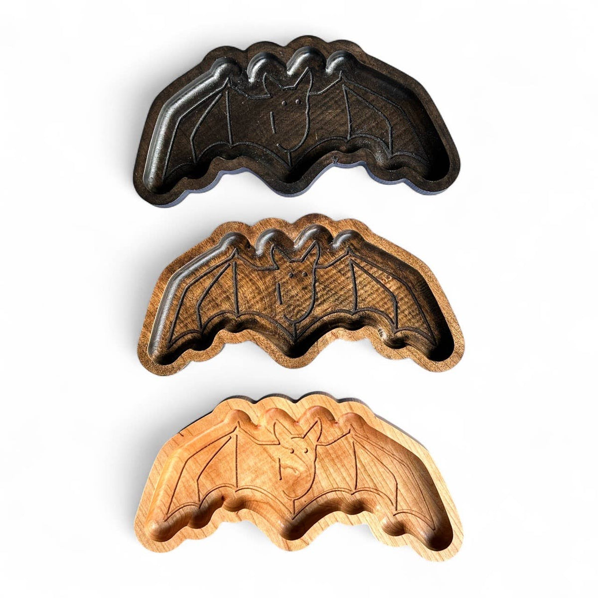 Bat Tray, Wooden Catchall, Gothic Home Decor, Crystal Dish: Black