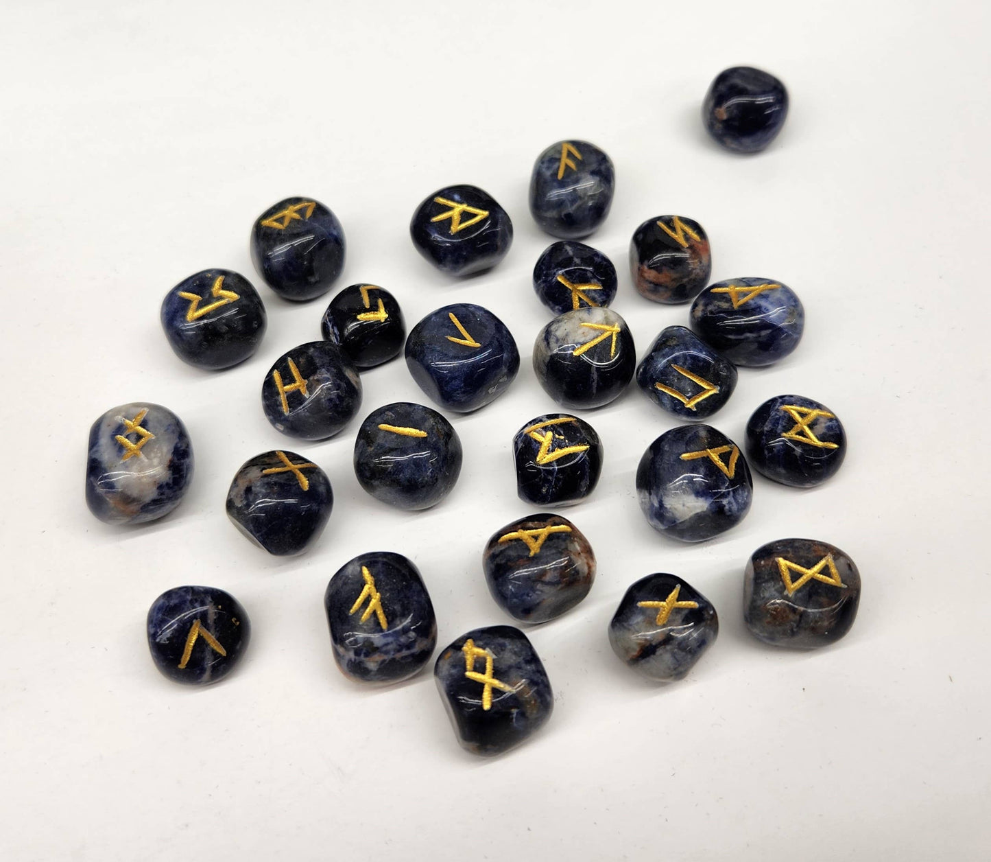 Sodalite Rune Sets with Velvet Pouch