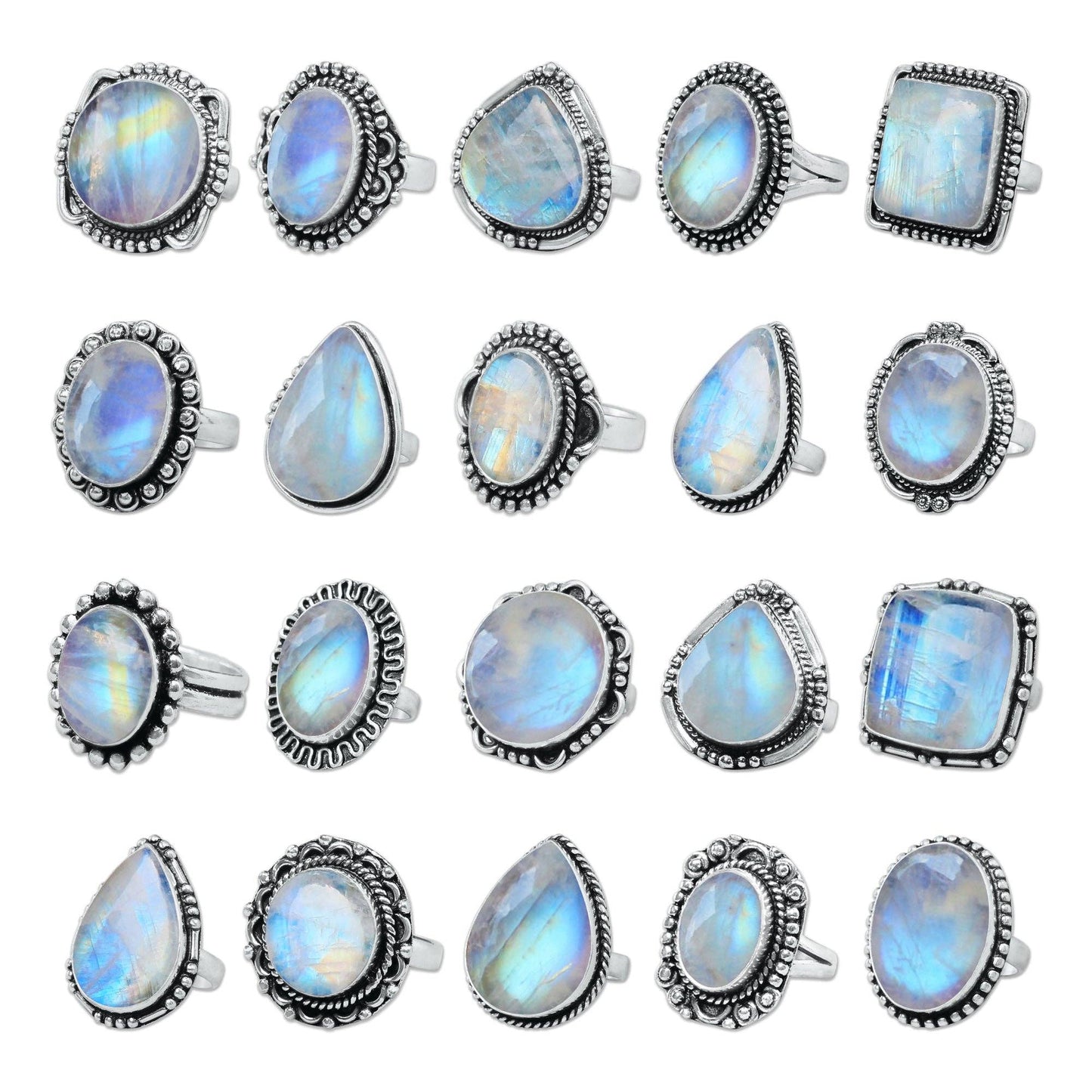 Silver Plated Crystal Rings