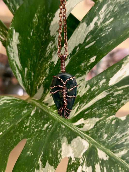 Moss Agate Tree Of Life Wire Wrap