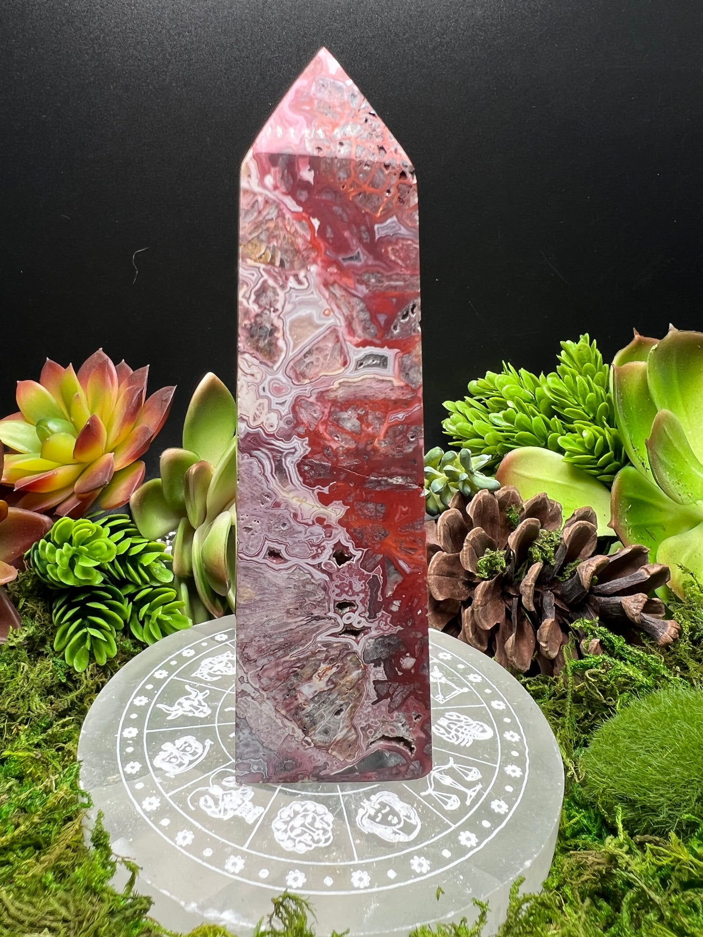 Large Red Crazy Lace Agate Tower